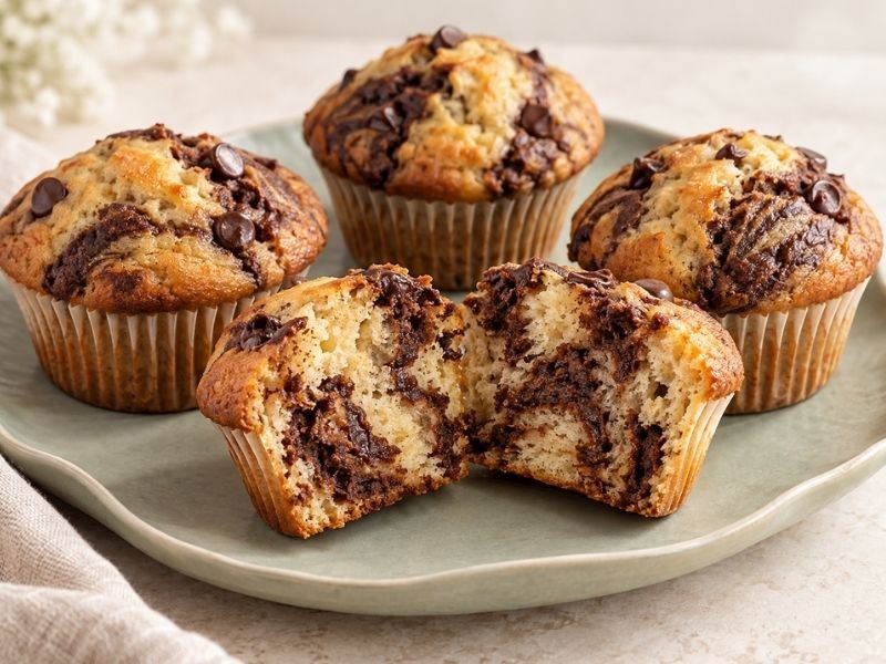 Kararmış Muzları Değerlendirmenin En Lezzetli Hali İki Renkli Muffin Tarifi