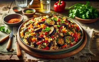 Patlıcanlı Bulgur Pilavı