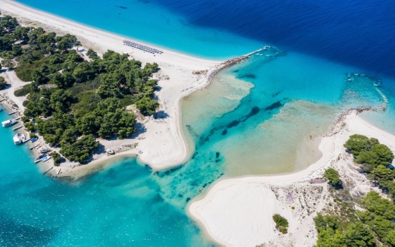 Port Glarokavos Lagün Plajı / Kassandra Yarımadası, Halkidiki, Yunanistan