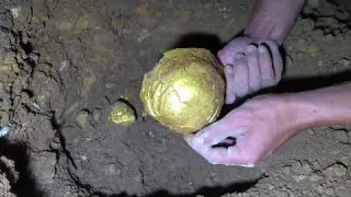 The boy was excited by the treasure he found in the cave