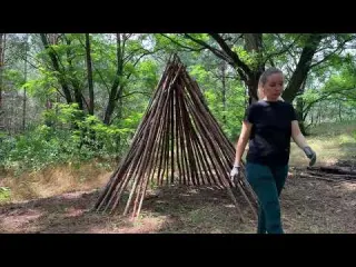 Cozy Solo Bushcraft Campfire Cooking Shelter Building ASMR