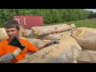 We built a House from Giant Logs Full Build Process 4K