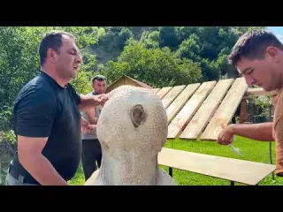 Roasting a Whole Giant Ostrich Under a Barrel The Unique