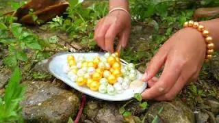 Hidden treasures emerge She spots glowing pearls and