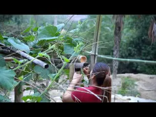 249 Making gourd trellises and luffa trellises alone