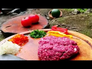 The most delicious lamb kebab Shredded lamb kebab Meat roll