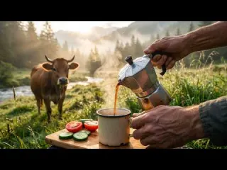 night Camping in the mountain make a breakfast in the