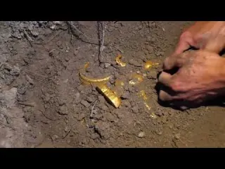 Guys use detectors to search for treasures in the wild and
