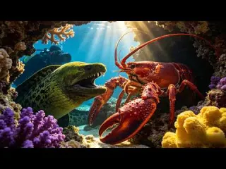 Diving under the sea to catch eels crabs and sea cucumbers