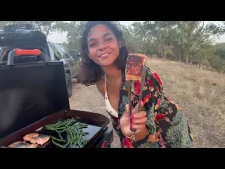 Cooking with Layna Making Salmon while Camping