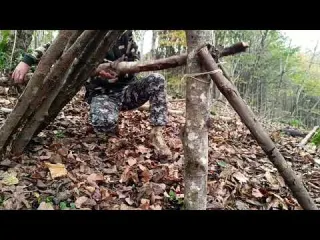 A 3 day camp in the snow and building a cabin Surviving in