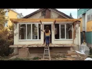 Woman Turns Abandoned Space into Amazing Porch Start to