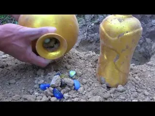 Use the detector to search for treasures in the field The