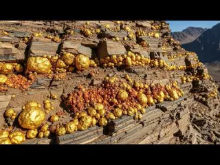 Gold Nuggets Extracted from Stone and Soil