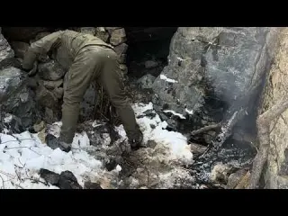Building a Stone House on a Frozen Mountain Winter Survival