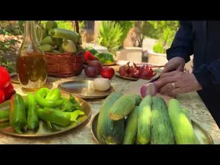 Life in the mountain villages of the Holy Land Cooking many