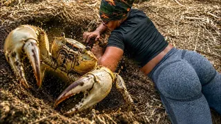 Giant Land Crab Catch Cook