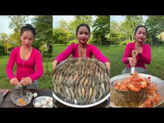Cooking deep fried shrimp with fried rice recipe
