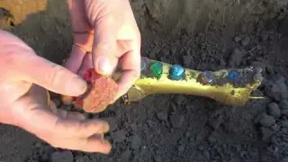 The man is so lucky to find an unexpected treasure when he