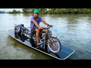 Man Builds AMPHIBIOUS BOAT from Old Bicycle Scrap Start to