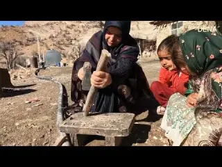 Preparing whole chicken kebab in the village rural life