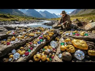 Wow amazing gold A man digging and finding the gold