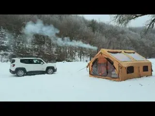 C Heavy Fog Solo Winter Camping ASMR Cooking