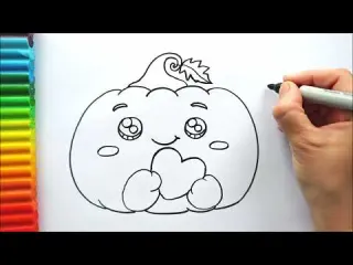 Kolay Balkabağı Çizimi How To Draw a Pumpkin Step by Step