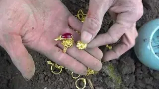 The boy searched for treasure in the wild and found super