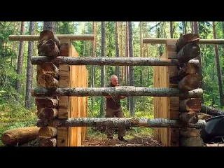 Man Builds a Log Hut in the Wild Forest in 6 Months by
