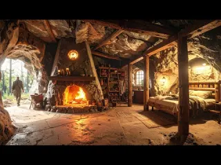 Secret underground shelter beneath a giant tree
