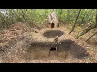 Building a Cozy 2 Room Underground House Inside a Giant