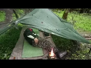 Camping in Heavy Rain Under a Tarp Tarp Shelter Cozy