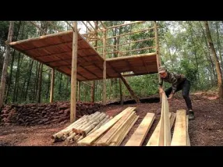 Young Woman Builds Wooden FARMHOUSE Alone in JUST 60 Days