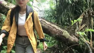 Full 5days Girl building bamboo house alone in the forest