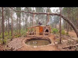 Days Building a Cozy WOODEN CABIN Deep in the Forest