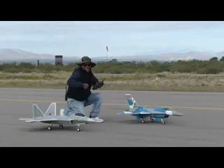 Freewing F 22 90mm V2 and F 16 90mm V2 tandem flight Oct
