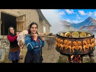 IRAN Rural life An hour of cooking with beef leg chicken