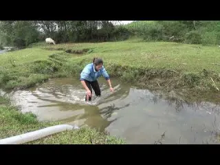Using a large capacity pump pumping water outside the