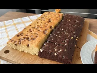 TEK TEPSİDE İKİ RENKLİ KEK TARİFİHem sade Hem çikolatalı