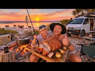 EXTREMELY AMAZING Pork Roast in a Dutch Oven Campfire