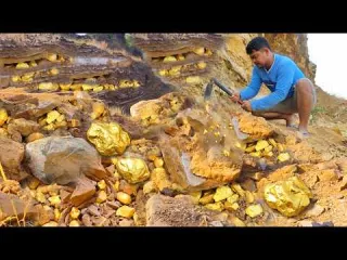 Digging gold at mountain