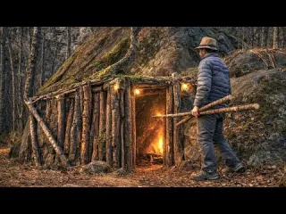 Extreme Bushcraft Camping Building a Survival Shelter in