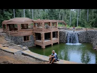 Man Builds LUXURY VILLA With Waterfall In The Wild Start to