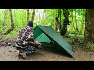 Solo Camping by the river Making a torch Swimming in the