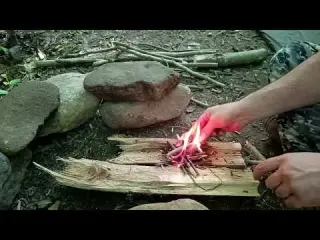 Solo camping without lights Making a torch Lightning No