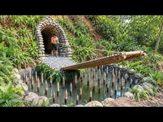 Wild Man Built A Hidden Stone Shelter on the Mountain Side