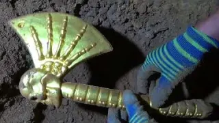 The man is so lucky to find an unexpected treasure when he