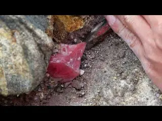 Red crystals are formed in volcanic caves by the sea Gems