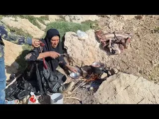 Mountain survival skills rescuing broken armed sheep